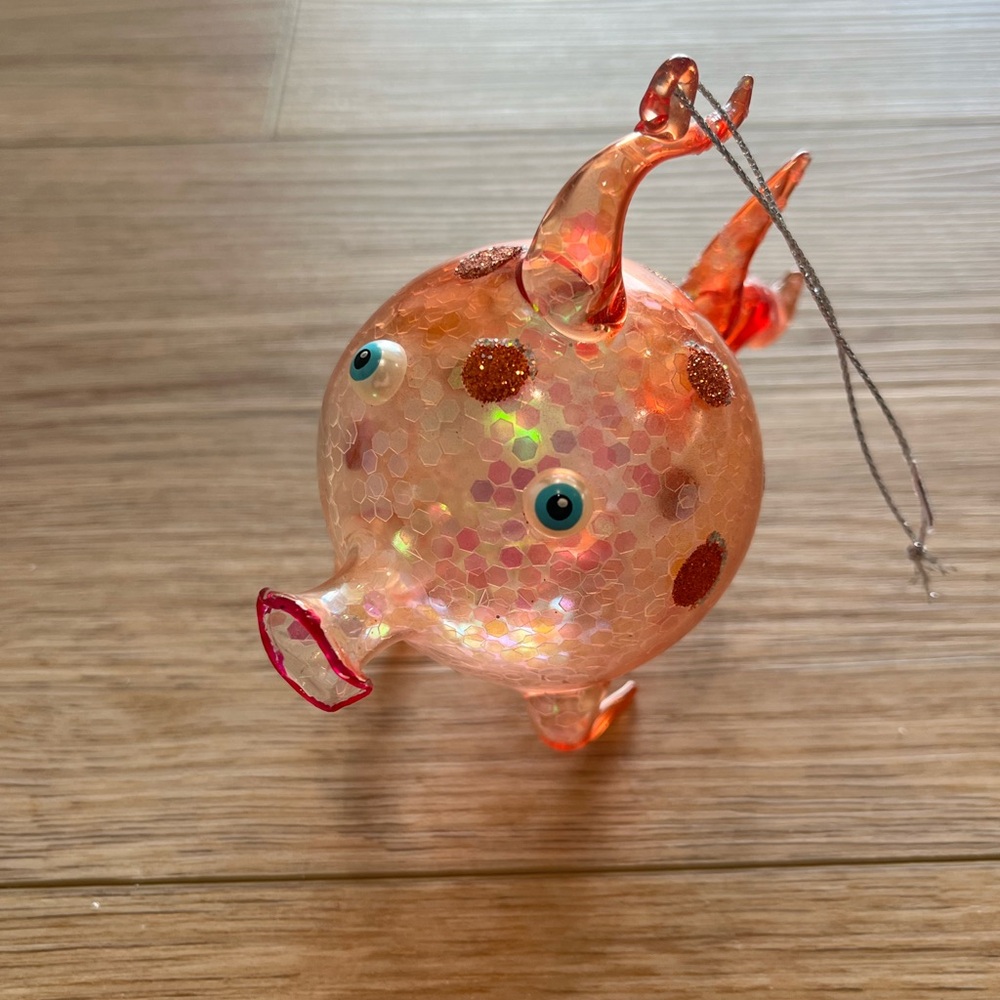 Orange Iridescent Fish Ornament - Decorative Hanging Accent